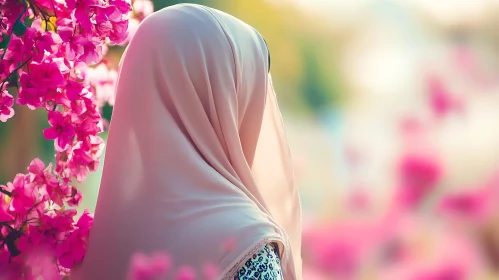 Veiled Beauty Among Floral Splendor