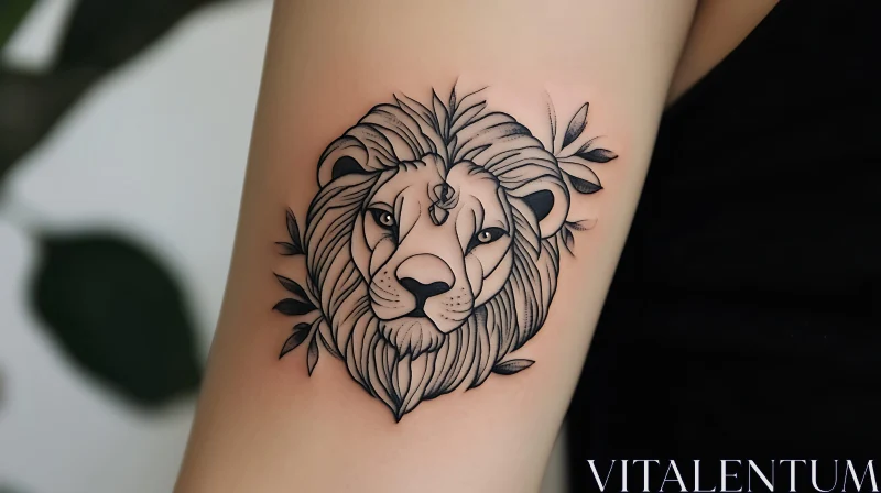 Intricate Lion Face Arm Tattoo AI Image