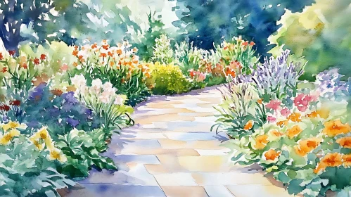 Floral Garden Watercolor Painting