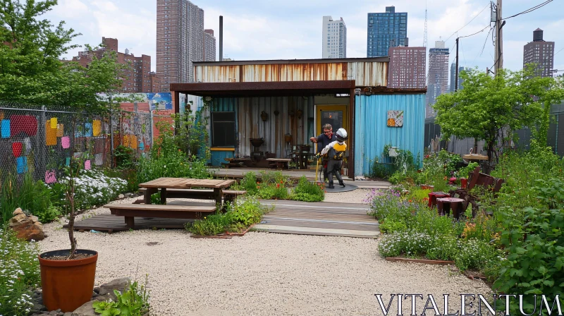 City Garden with Modern Architecture AI Image