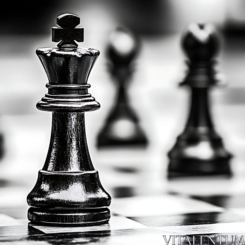 Chess King in Black and White AI Image