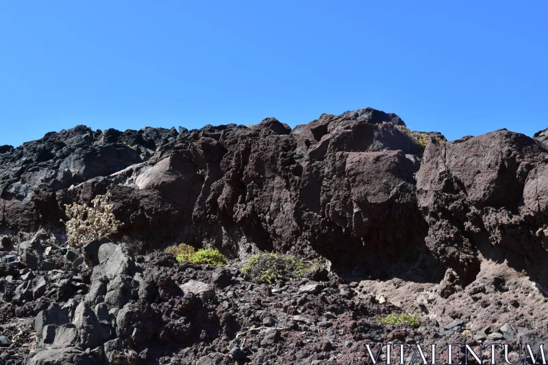 Volcanic Terrain and Blue Sky Free Stock Photo