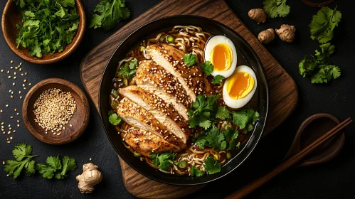 Juicy Chicken Ramen with Soft-Boiled Eggs and Cilantro