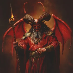 Powerful Demon with Horns and Wings