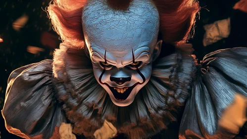 Creepy Clown with Fiery Hair