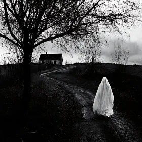 Monochrome Rural Ghost Scene