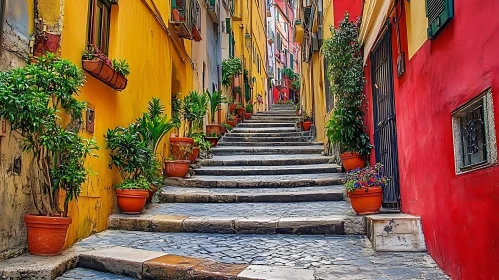 Vibrant City Street with Potted Plants