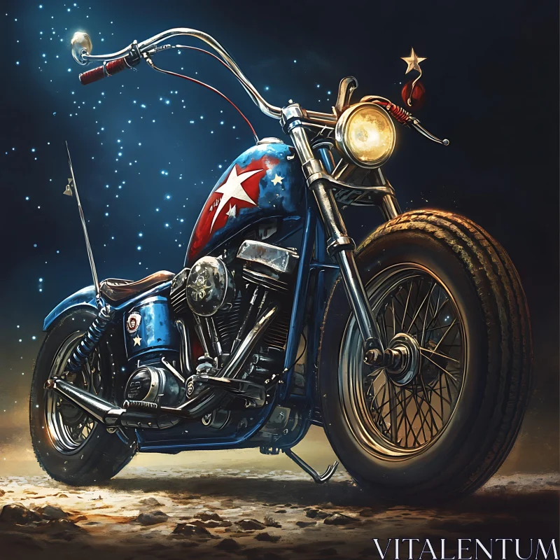 Vintage Motorcycle with Star Design AI Image