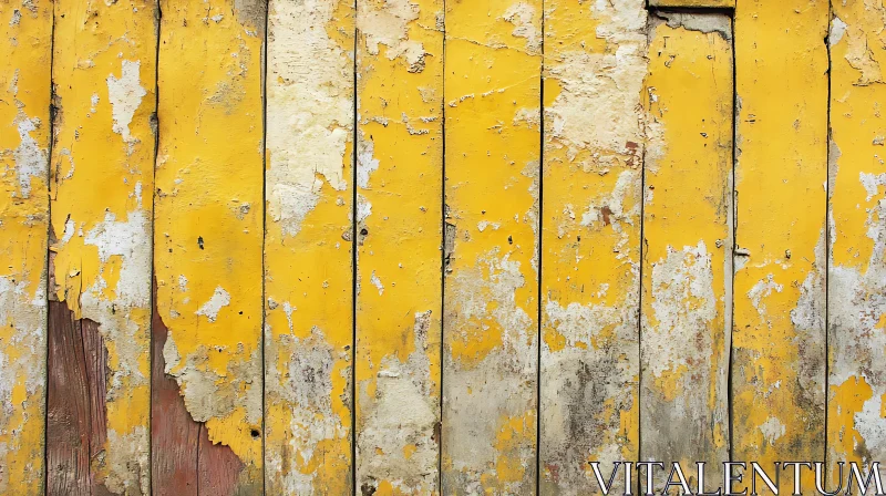 Distressed Yellow Painted Wood Panel AI Image