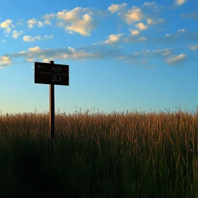 Signpost Amidst Golden Field