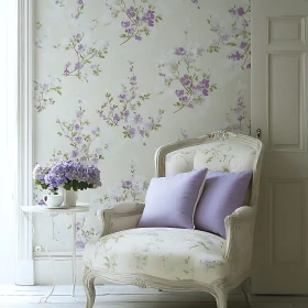 Floral Chair and Purple Hues Interior