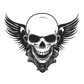 Monochrome Skull Motorcycle Art