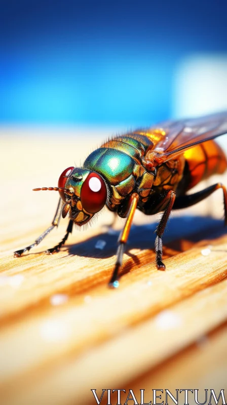 Large Insect on Wood with Blue Sky in Bombacore Style AI Image