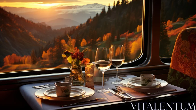 Romantic Landscape Vistas: Views from a Train Window AI Image