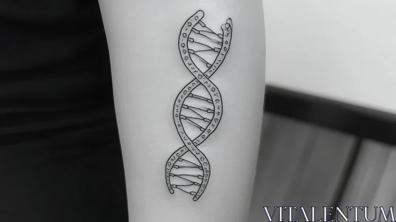 AI ART Black Ink DNA Tattoo on Arm