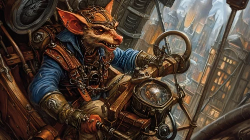 Fox Pilot in Steampunk World