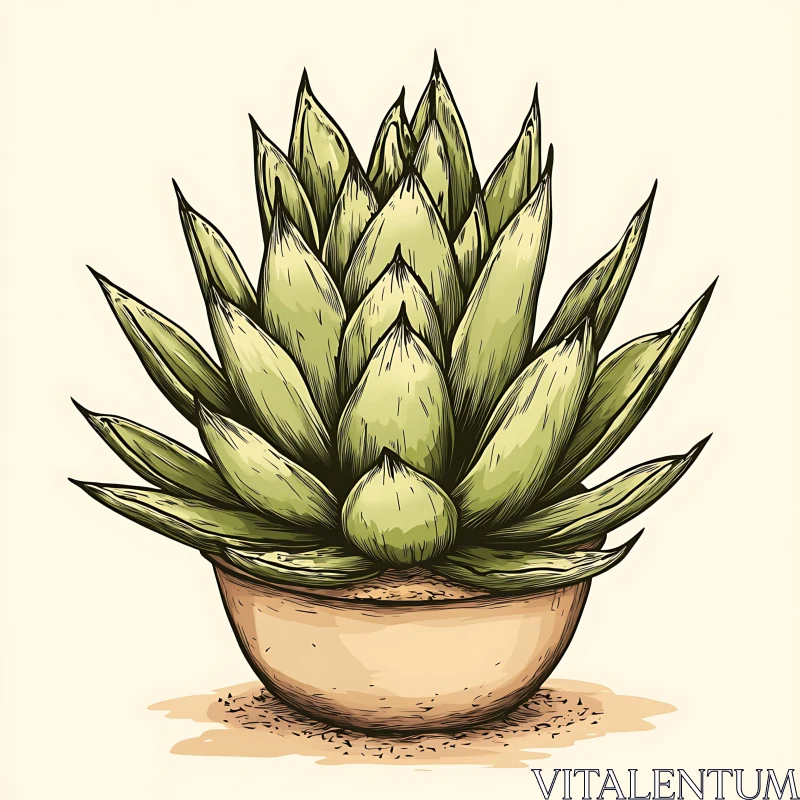 Botanical Succulent in a Pot AI Image