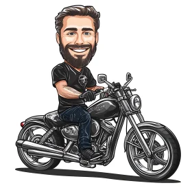 Motorcycle Rider Cartoon Character Art