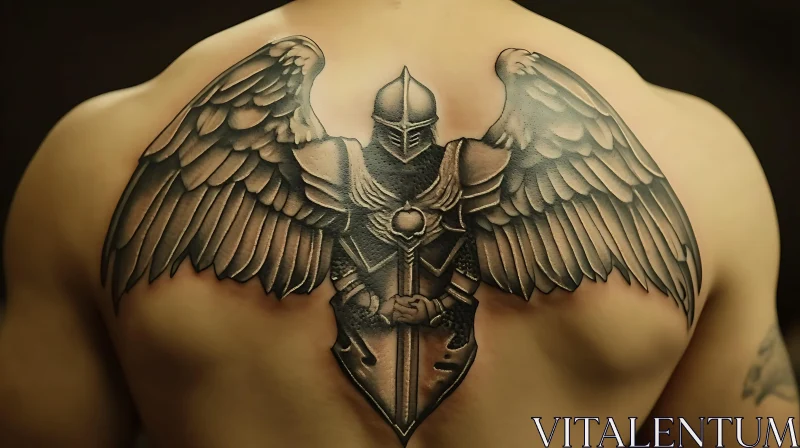 Armored Knight with Wings Tattoo AI Image