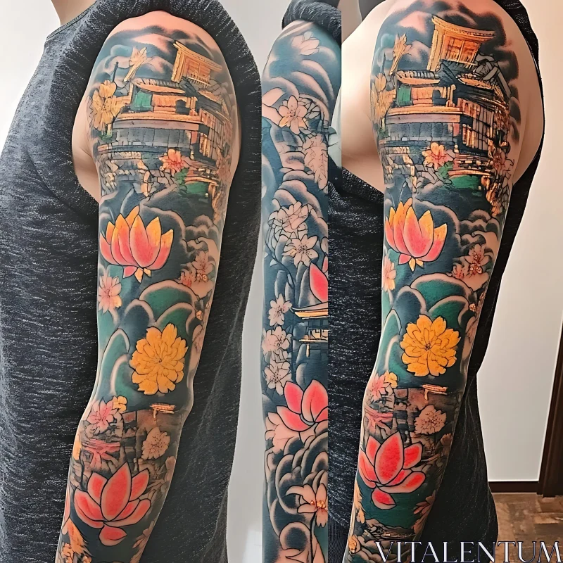 Japanese Full-Sleeve Tattoo Art AI Image