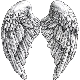 Monochrome Angel Wings Art