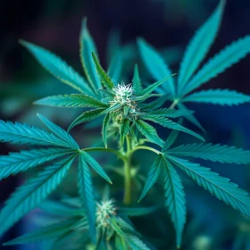 Detailed Image of Cannabis Leaves and Flowering