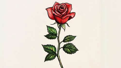 Intricate Red Rose Artwork