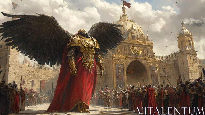 AI ART Winged Warrior Guarding the City Gate