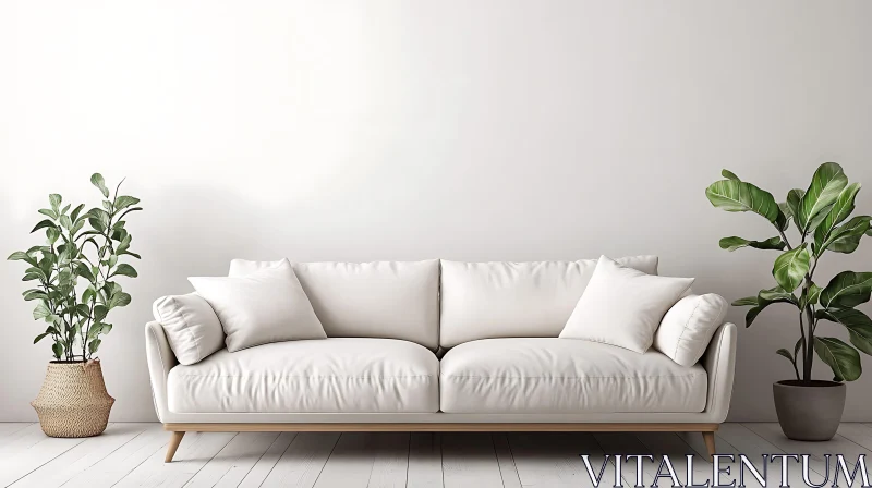 Minimalist Interior with White Couch AI Image