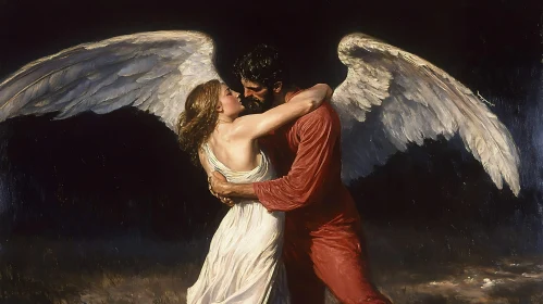 Ethereal Embrace of Angel and Man