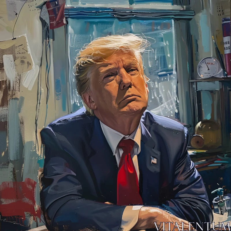 Donald Trump Contemplative Portrait AI Image