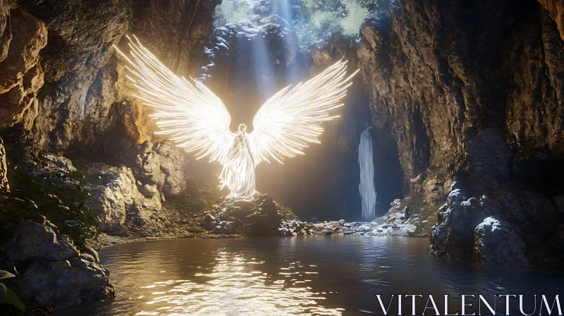 AI ART Ethereal Angel in Grotto of Light