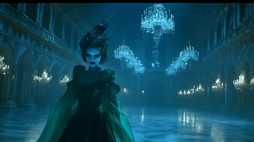 Masked Woman in Grand Ballroom