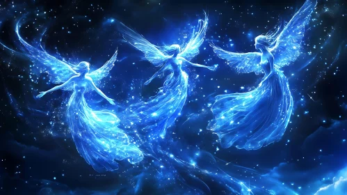 Celestial Angels Floating in Space