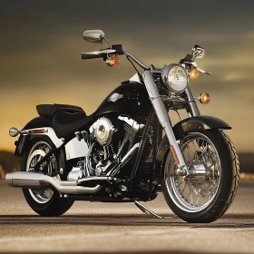 Classic Motorcycle Under Sunset Light