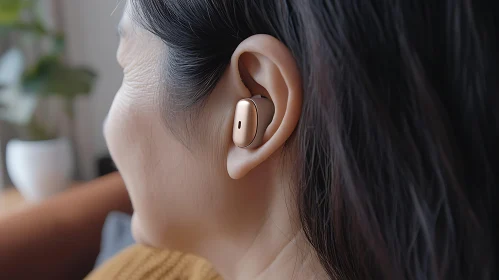 Woman's Ear with Hearing Device