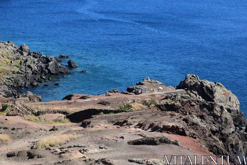 Scenic Madeira: Rocks and Ocean Free Stock Photo