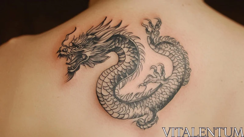 AI ART Black Ink Dragon Tattoo Design