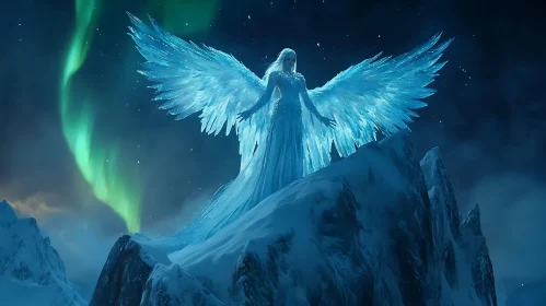 Winter Angel with Aurora Wings