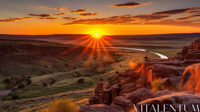 Captivating Rocky Hills on a Sunlit Landscape - Documentary Travel Photography AI Image