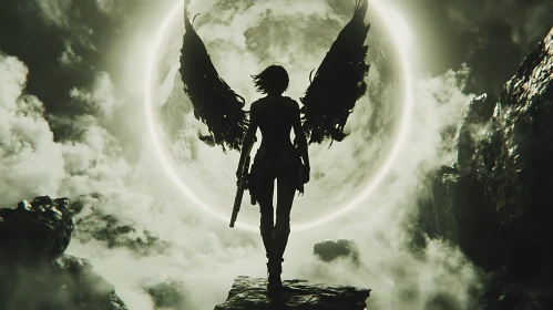 Silhouette of a Warrior with Wings