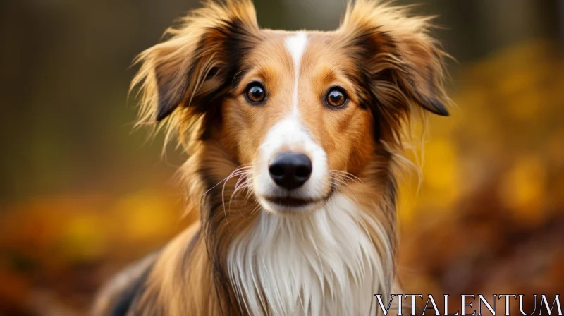 Collie Dog Portrait in Autumn Setting AI Image