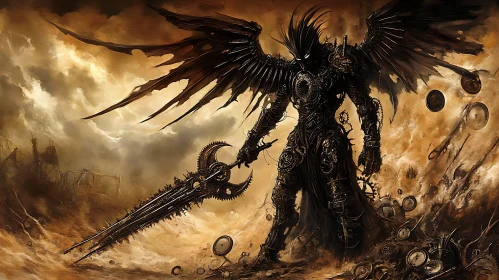 Mechanical Angel in Post-Apocalyptic World