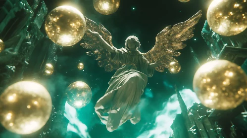 Floating Angel in a Mystical Realm