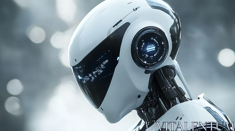 Sophisticated Robot with Sleek White Exterior AI Image