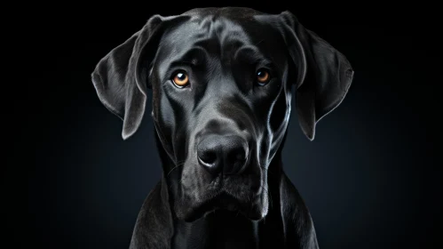 Elegant Black Labrador Dog Portrait Against Dark Background