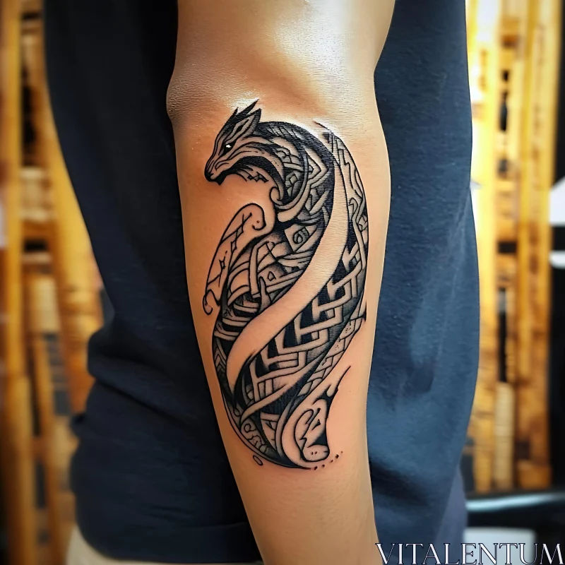 Celtic Dragon Tattoo Design on Arm AI Image