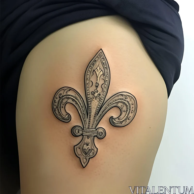 Ornate Fleur-de-Lis Skin Art AI Image