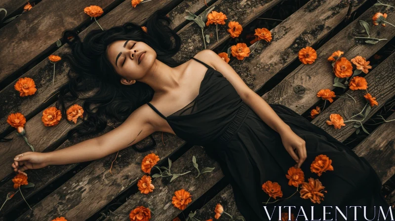 AI ART Graceful Serenity: Captivating Photo of a Woman in a Black Dress