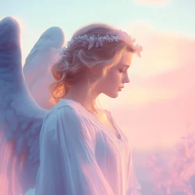 Serene Angel with Floral Crown